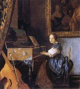 Jan Vermeer Young Woman Seated at a Virginal oil